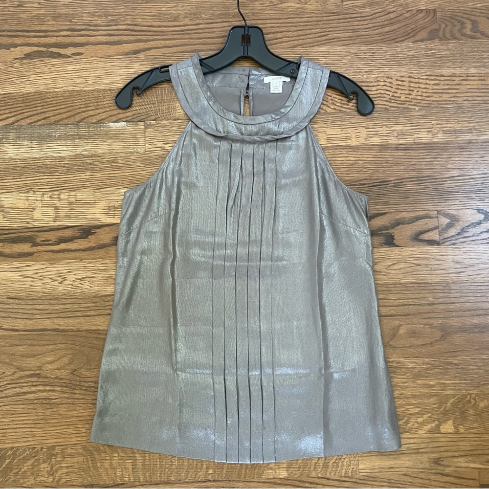 Vintage J.Crew 2008 silk silver metallic tank top